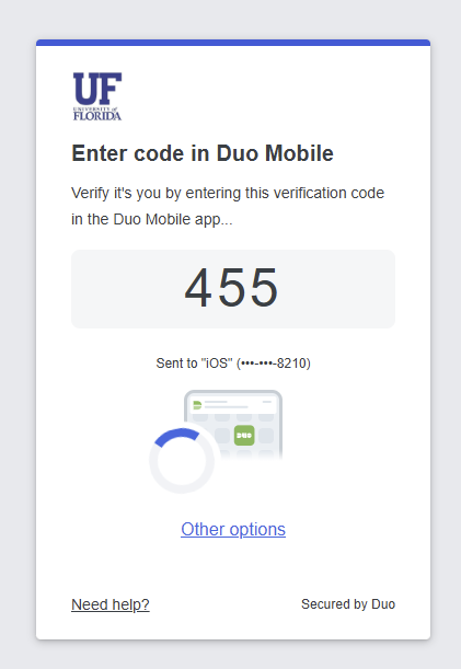 Browser push example of verified push from DUO